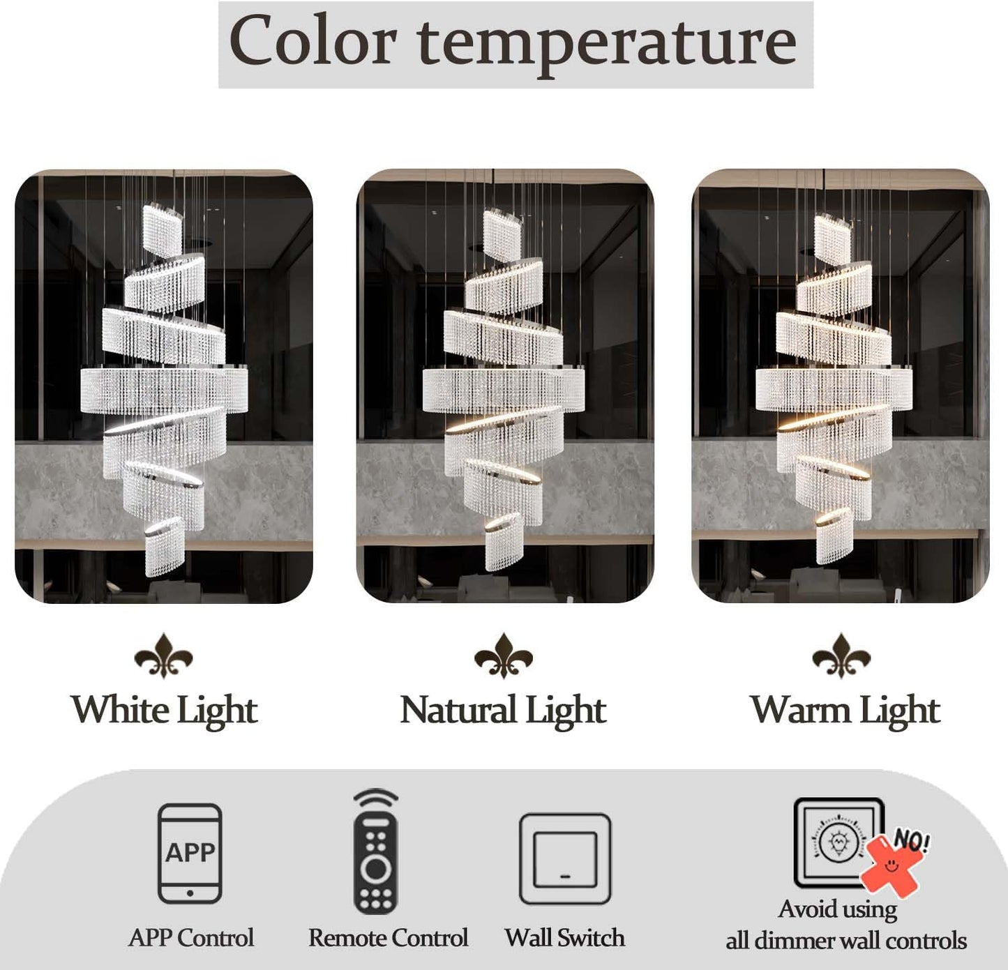 H118'' Large Crytsal Chandelier for High Ceiling,Modern 7-Tier Crytsal Chandelier for Tall Living Room,Foyer,Staircase,Entryway