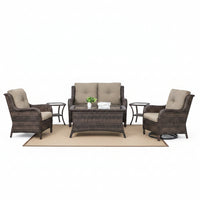 Patio Furniture Set Built to Transform Outdoor Living, 8 Piece Rattan, Swivel Rocking Chairs, Coffee Table