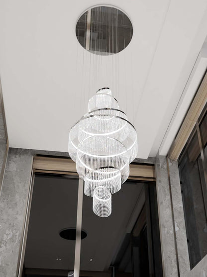 H118'' Large Crytsal Chandelier for High Ceiling,Modern 7-Tier Crytsal Chandelier for Tall Living Room,Foyer,Staircase,Entryway