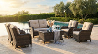 8 Pieces Patio Furniture Sets with Swivel Rocking Chairs,High-Back Rattan Patio Outdoor Conversation Set with 2-Seat Sofa & Coffee Table for Porch Deck Backyard Poolside — Lifestyle
