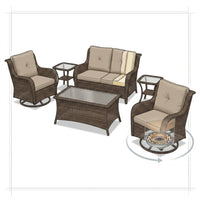 8 Pieces Patio Furniture Sets with Swivel Rocking Chairs,High-Back Rattan Patio Outdoor Conversation Set with 2-Seat Sofa & Coffee Table for Porch Deck Backyard Poolside — How It Works