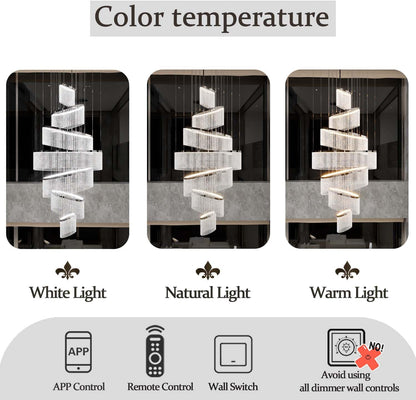 H118'' Large Crytsal Chandelier for High Ceiling,Modern 7-Tier Crytsal Chandelier for Tall Living Room,Foyer,Staircase,Entryway