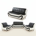 Faux Leather Sofa Set Designed for Modern Living, 3 Piece Configuration, Wood Frame Construction, Foam Cushions