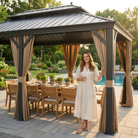 Outdoor Gazebo Built for Year-Round Use, 12x22 Galvanized Steel Roof, Aluminum Frame, Netting Curtains — Lifestyle