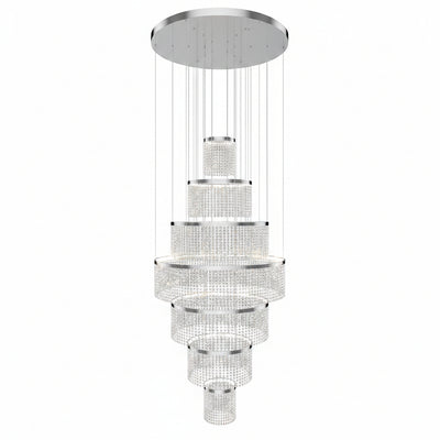 H118'' Large Crytsal Chandelier for High Ceiling,Modern 7-Tier Crytsal Chandelier for Tall Living Room,Foyer,Staircase,Entryway
