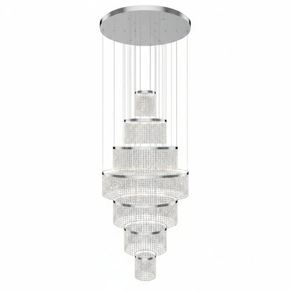 H118'' Large Crytsal Chandelier for High Ceiling,Modern 7-Tier Crytsal Chandelier for Tall Living Room,Foyer,Staircase,Entryway
