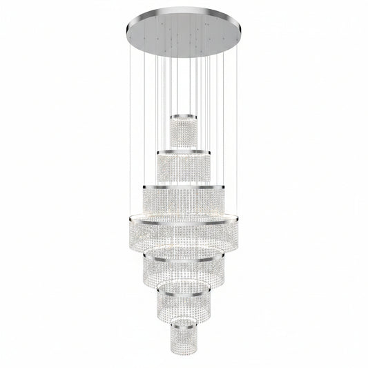 H118'' Large Crytsal Chandelier for High Ceiling,Modern 7-Tier Crytsal Chandelier for Tall Living Room,Foyer,Staircase,Entryway