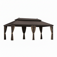 Outdoor Gazebo Built for Year-Round Use, 12x22 Galvanized Steel Roof, Aluminum Frame, Netting Curtains